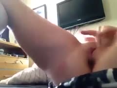 The pervert slut orgasms after masturbating her pink pussy.